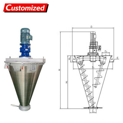 Harga yang bagus Custom 50L-1000L stainless steel twin-screw vertikal kerucut sekrup mixer untuk efisiensi tinggi bubuk pencampuran on line